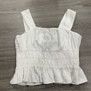 Avec Les Filles White Rushed Tank Top
